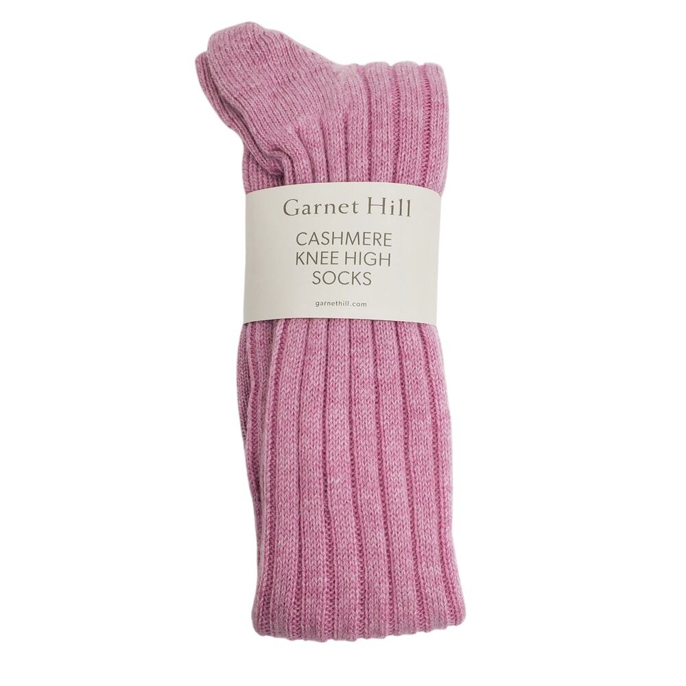 NWT Garnet Hill Socks Knee High 9-11 Pink Parfait 82% Cashmere Warm Holiday Gift